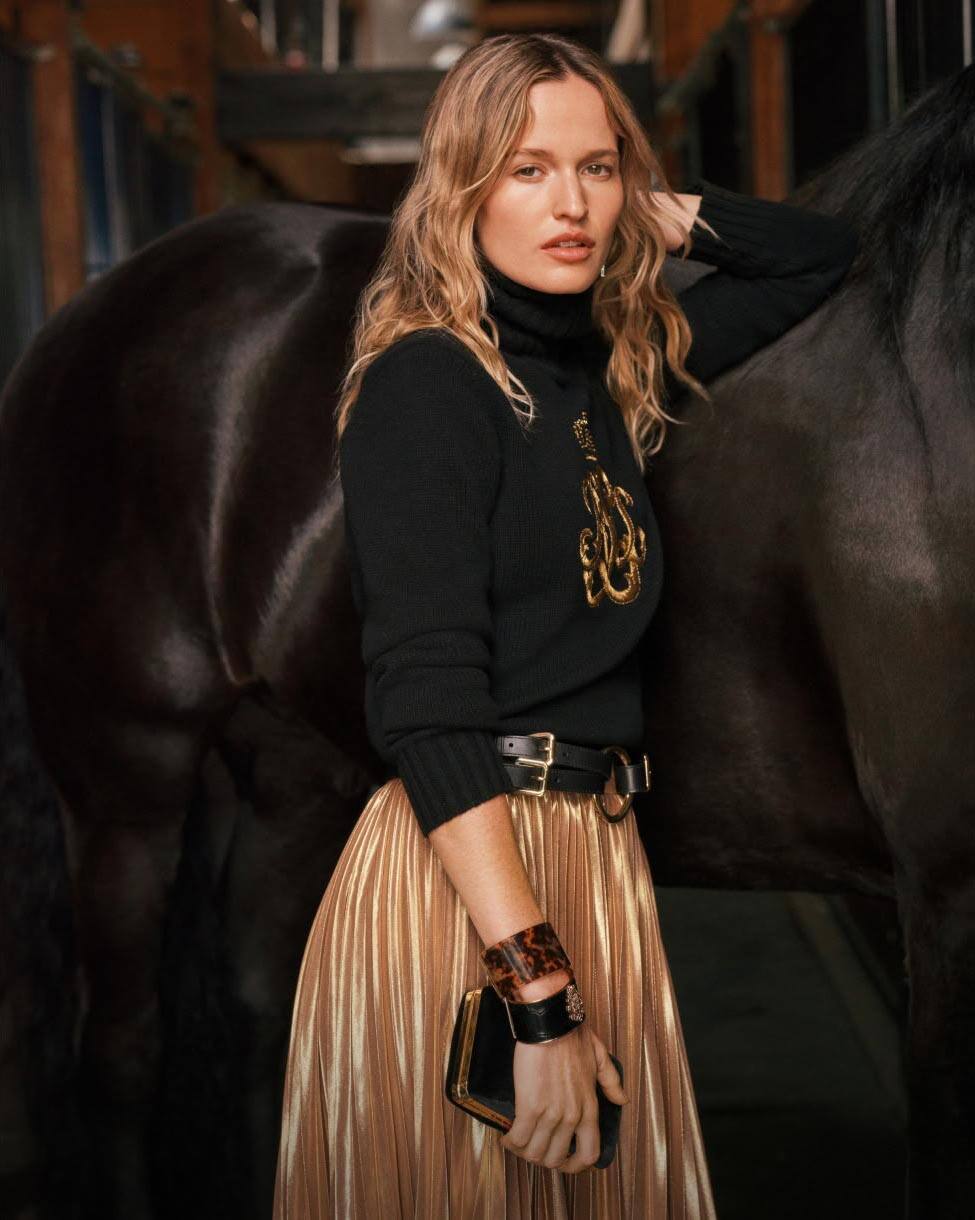 Pleated Metallic Chiffon Skirt