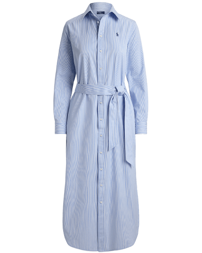 Belted Striped Cotton Shirtdress