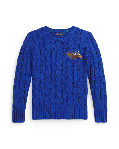 Triple-Pony Cable Cotton Jumper