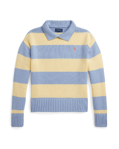 Striped Cotton Polo Jumper