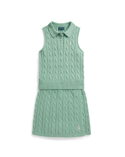 Cotton Polo Jumper & Faux-Wrap Skirt