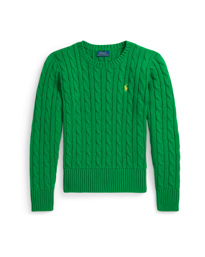 Elbow-Patch Cable-Knit Cotton Jumper