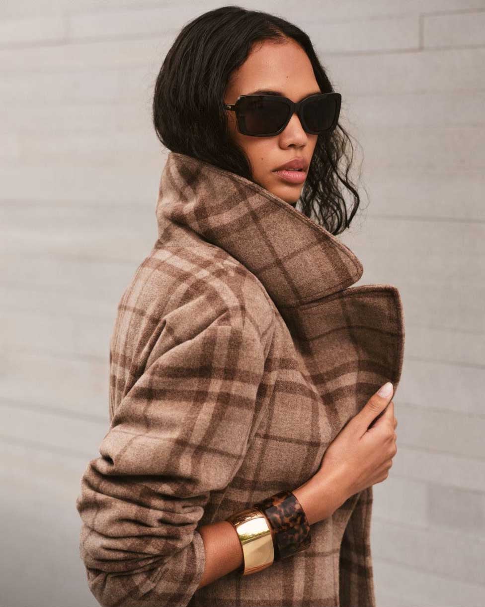 Cappotto a vestaglia scozzese in twill