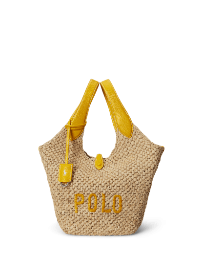 Tote Polo Play in rafia e pelle 