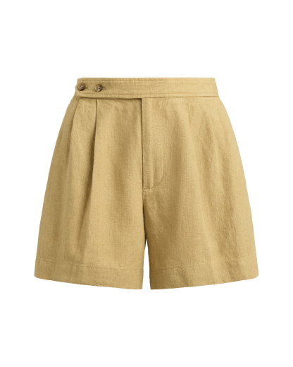 Short in lino délavé con pieghe