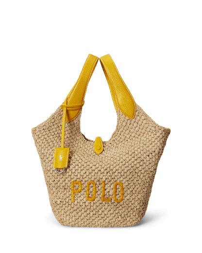 Tote Polo Play in rafia e pelle 