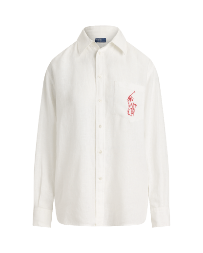 Camicia Big Pony in lino Oversize-Fit