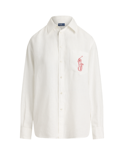 Camicia Big Pony in lino Oversize-Fit