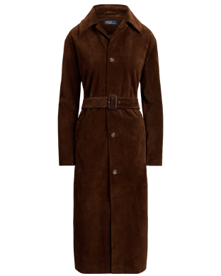 Car coat lungo in camoscio