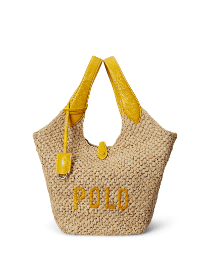 Tote Polo Play in rafia e pelle 