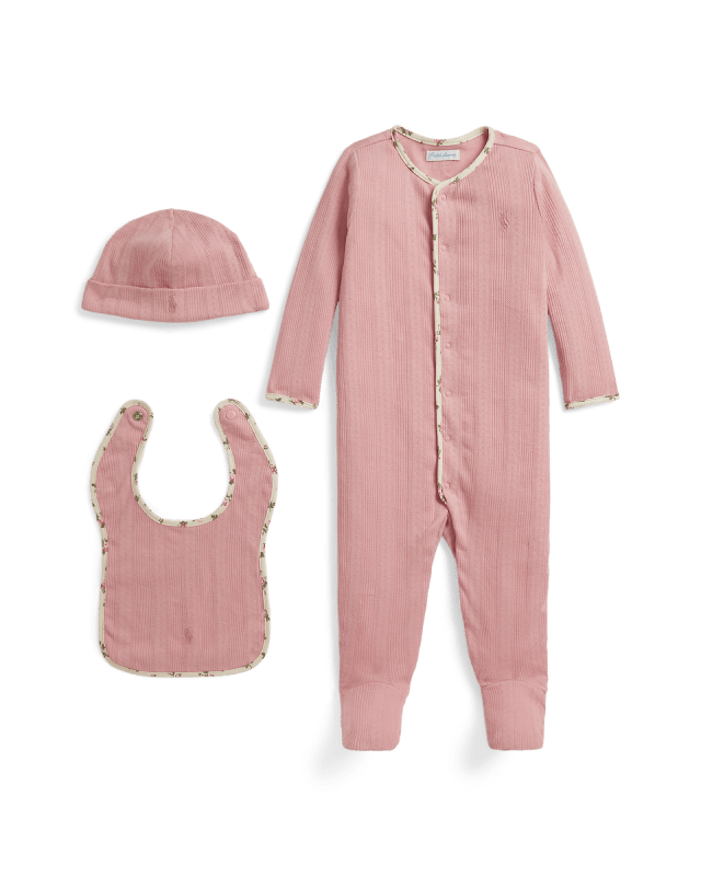 Set regalo 3 pezzi in cotone a pointelle