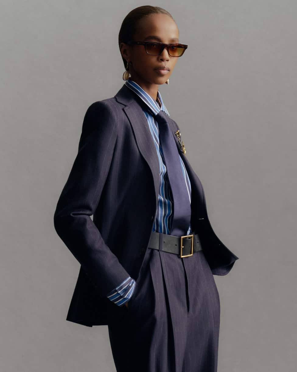 Blazer monopetto gessato in lana