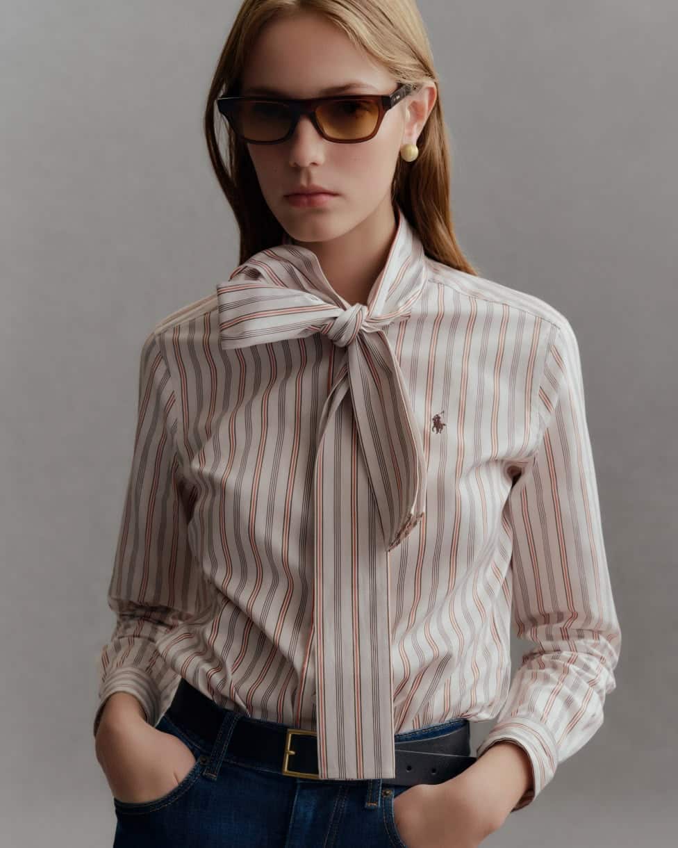 Camicia in cotone con fiocco Slim-Fit