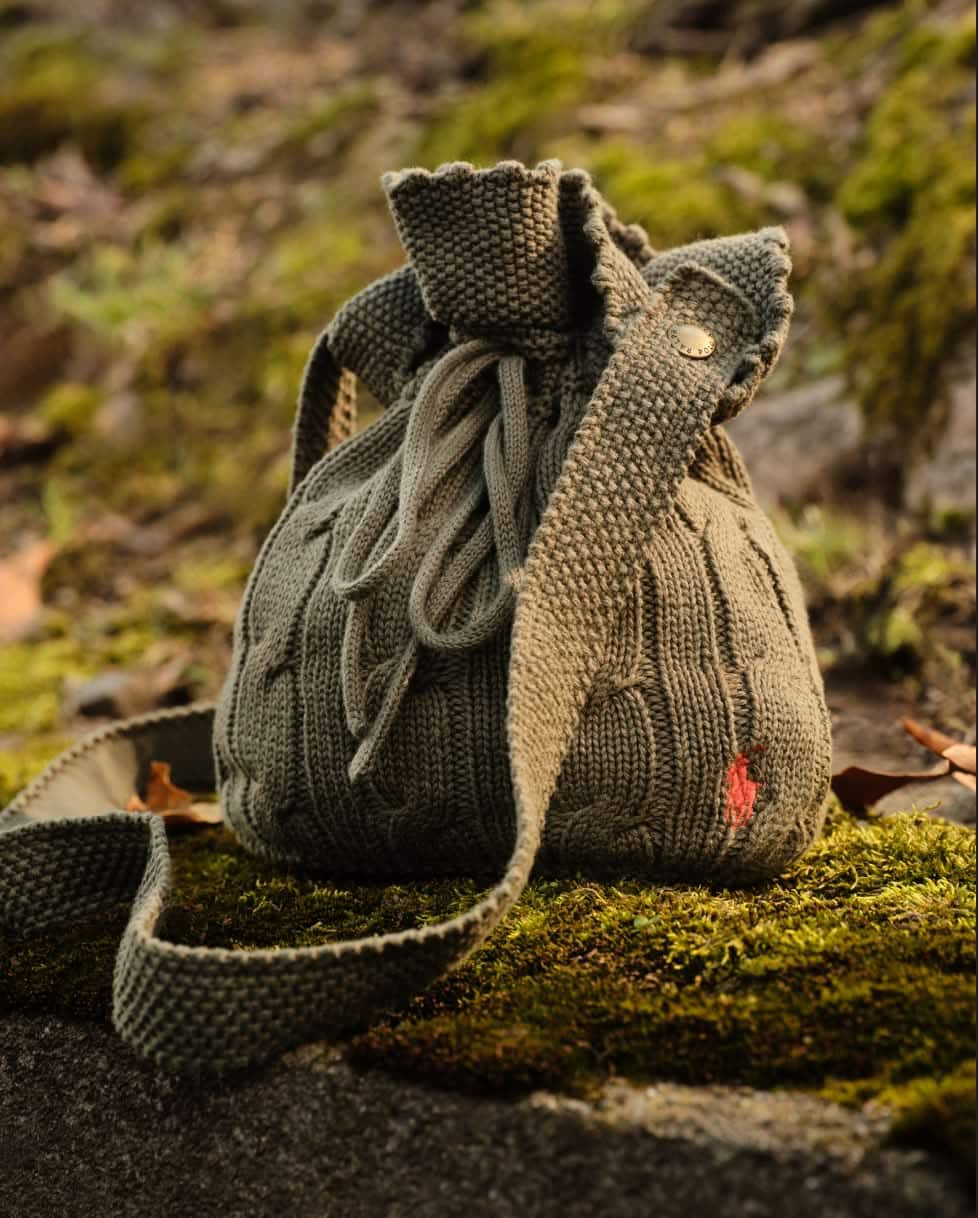 Borsa a secchiello in cotone a trecce
