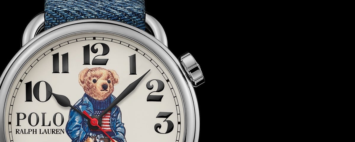 Watch with Polo Bear wearing American flag sweater on face