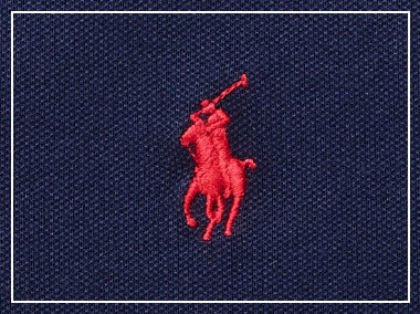 Close-up of signature embroidered pony